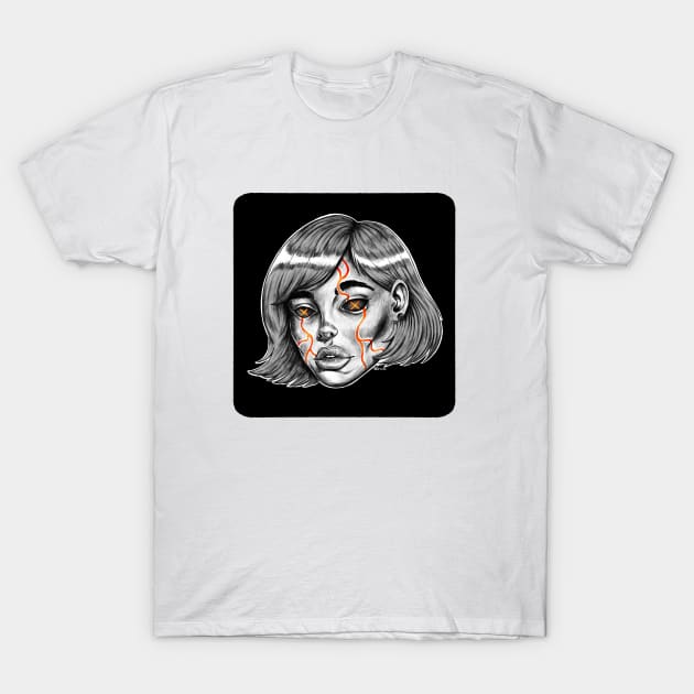 Grey Girl Glow T-Shirt by Yadoking